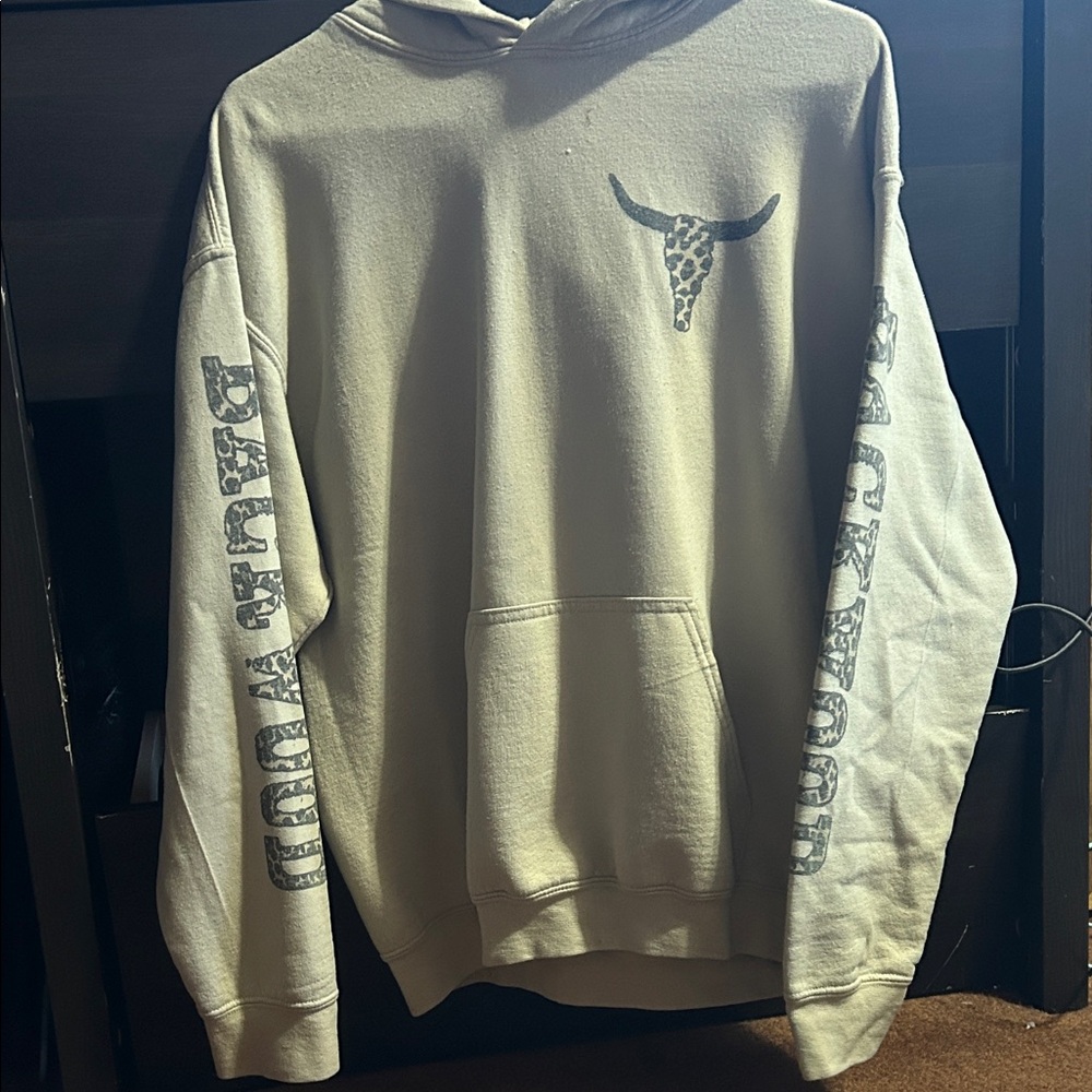 Cream Graphic Hoodie with Sleeve Print